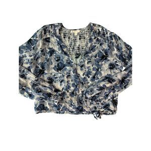 Chelsea and Violet blue floral boho long sleeve shirt size medium